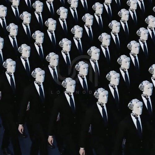 OFFICE CYBORGS 03. machine, corporate environment, rearview