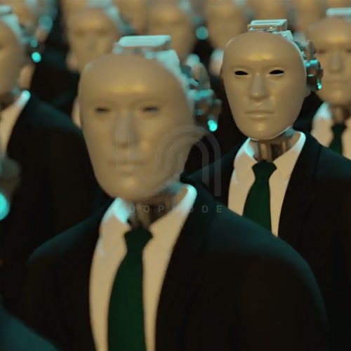 OFFICE CYBORGS 08. back view, VJ loop, sterile